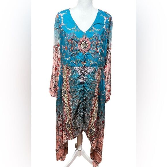 Tolani Collection Asymmetric Hem Button Front Printed Dress - Picture 3 of 8